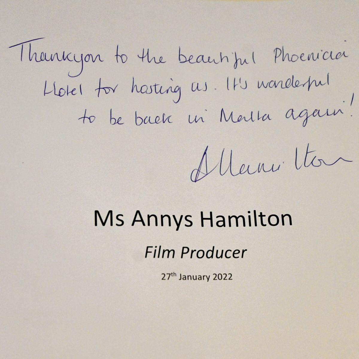 Annys Hamilton Signature 